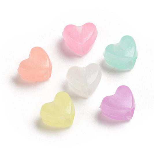 10.5MM Heart Glow-in-the-Dark Acrylic Spacer Bead