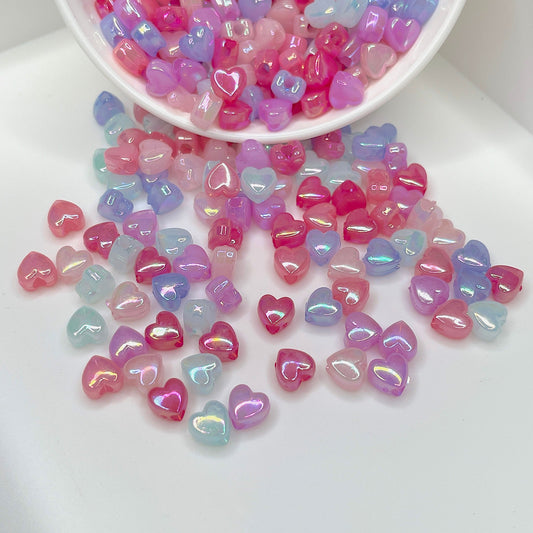 8MM AB Jelly Colored Acrylic Heart Bead