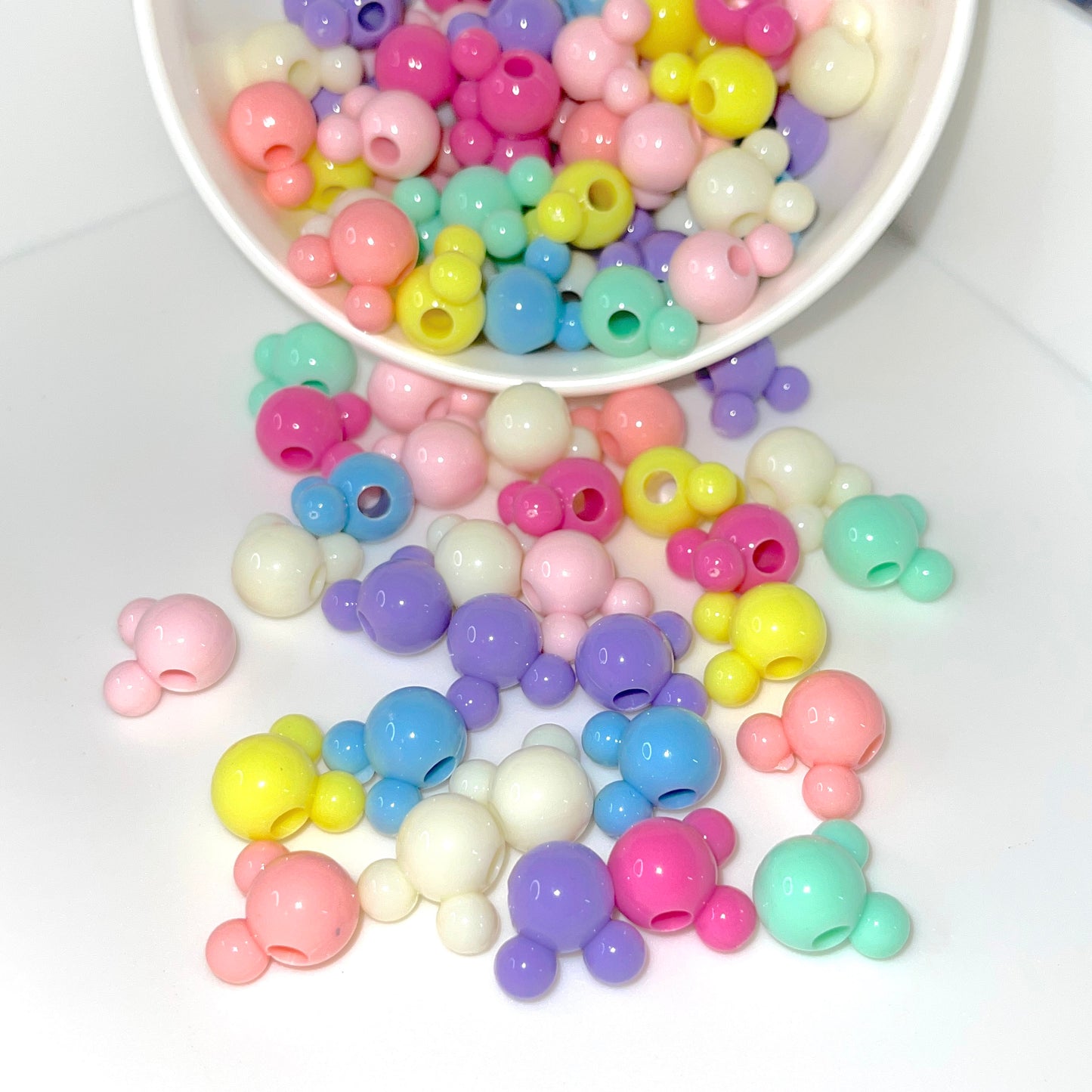 15MM Pastel Mouse Head Acrylic Spacer Beads