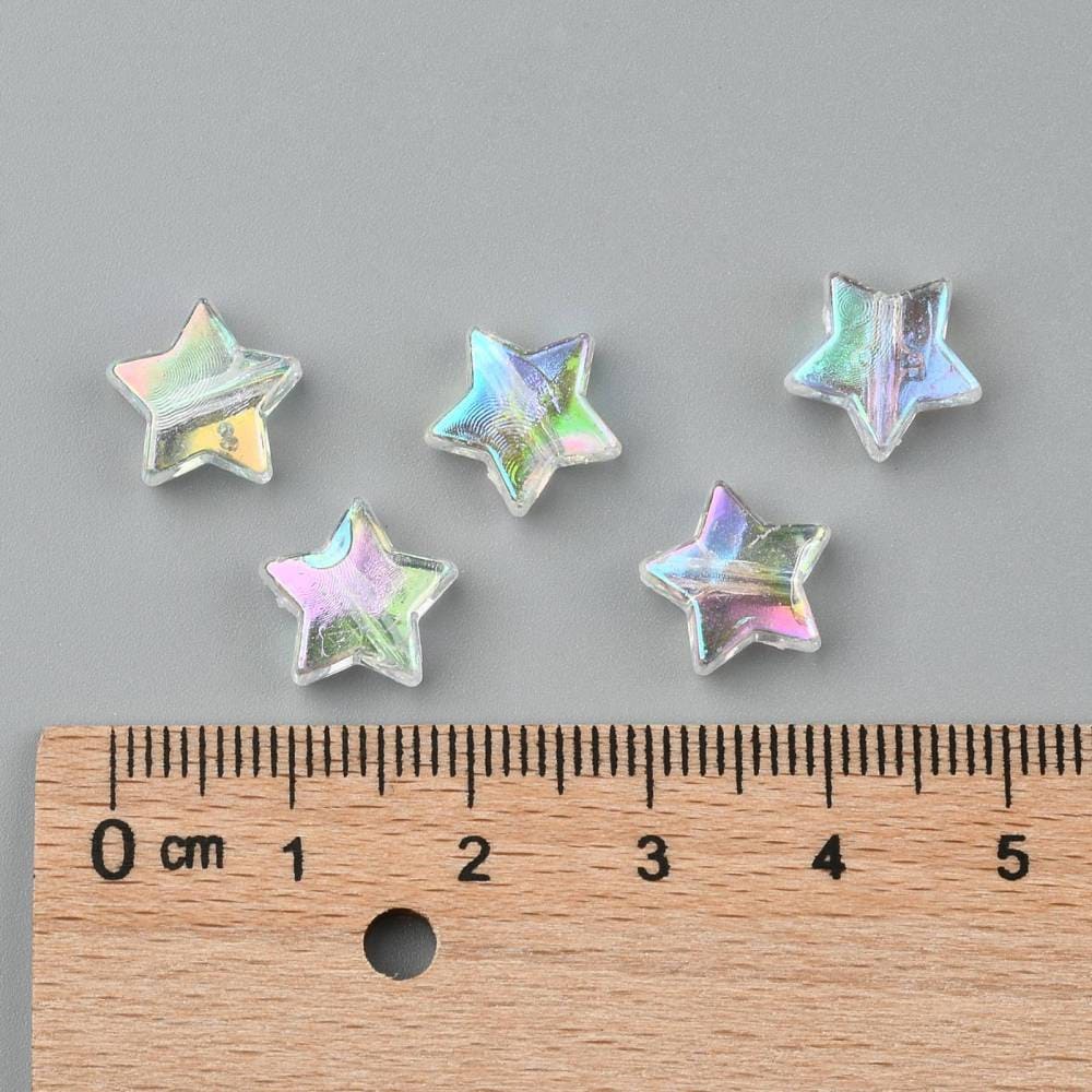 10MM AB Clear Transparent Acrylic Star Spacer Beads