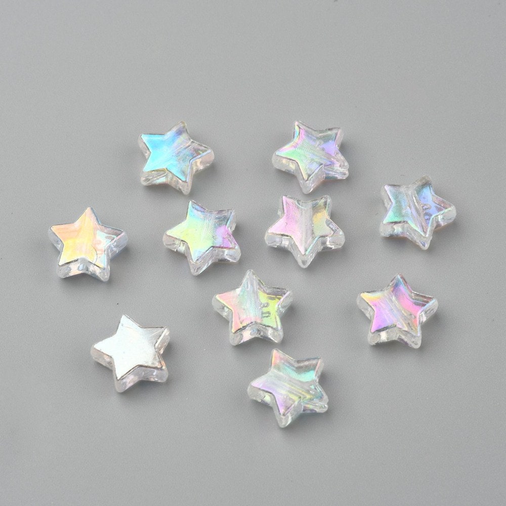 10MM AB Clear Transparent Acrylic Star Spacer Beads