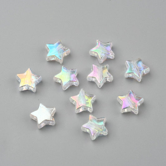 10MM AB Clear Transparent Acrylic Star Spacer Beads