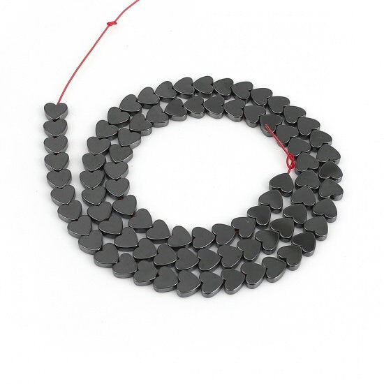 6mm Black Heart Hematite Bead