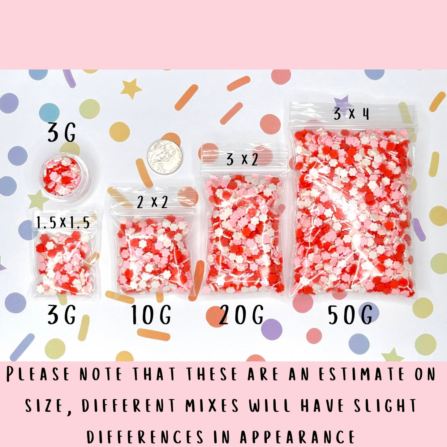 FAKE 5MM/10MM Candy Cane Slices Polymer Clay Sprinkle (NOT EDIBLE) D23-02 (5MM) | D23-11 (10MM)