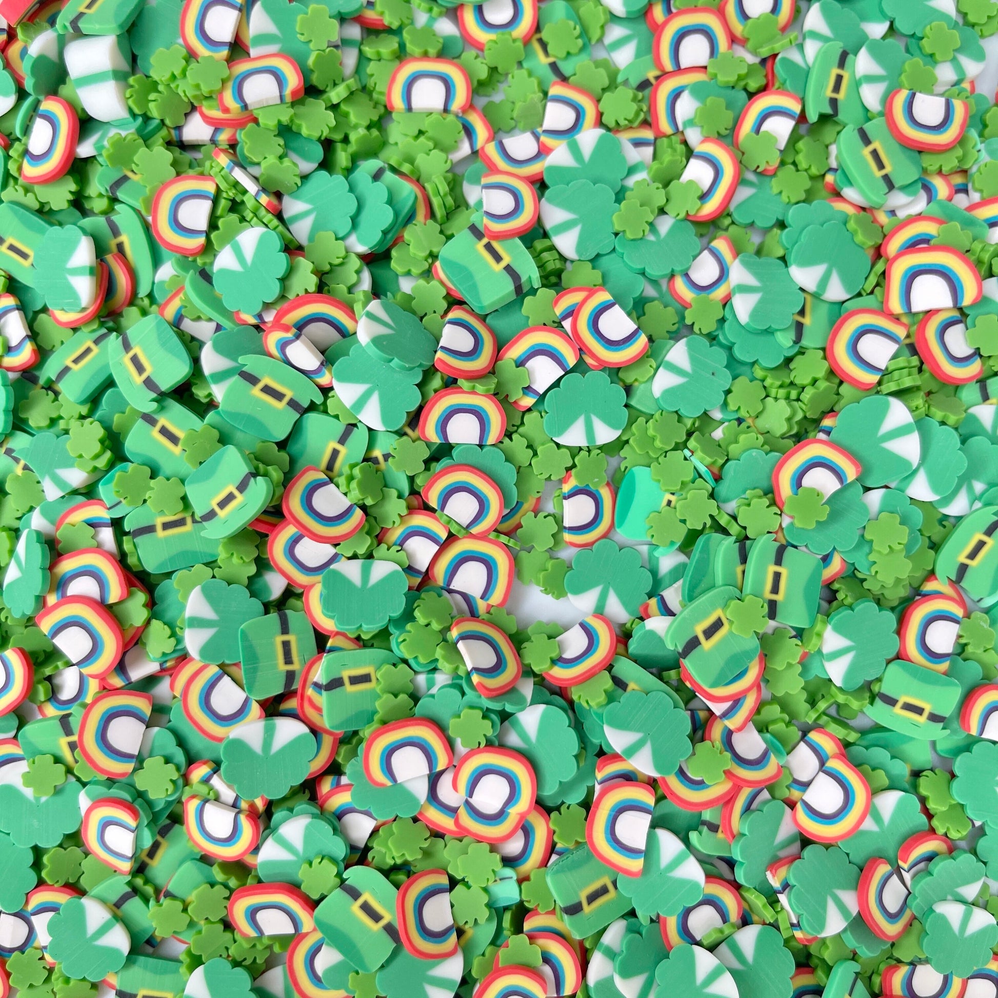 FAKE St. Patricks Day Shamrock Themed Polymer Clay Sprinkle Mix (NOT EDIBLE) D47-04