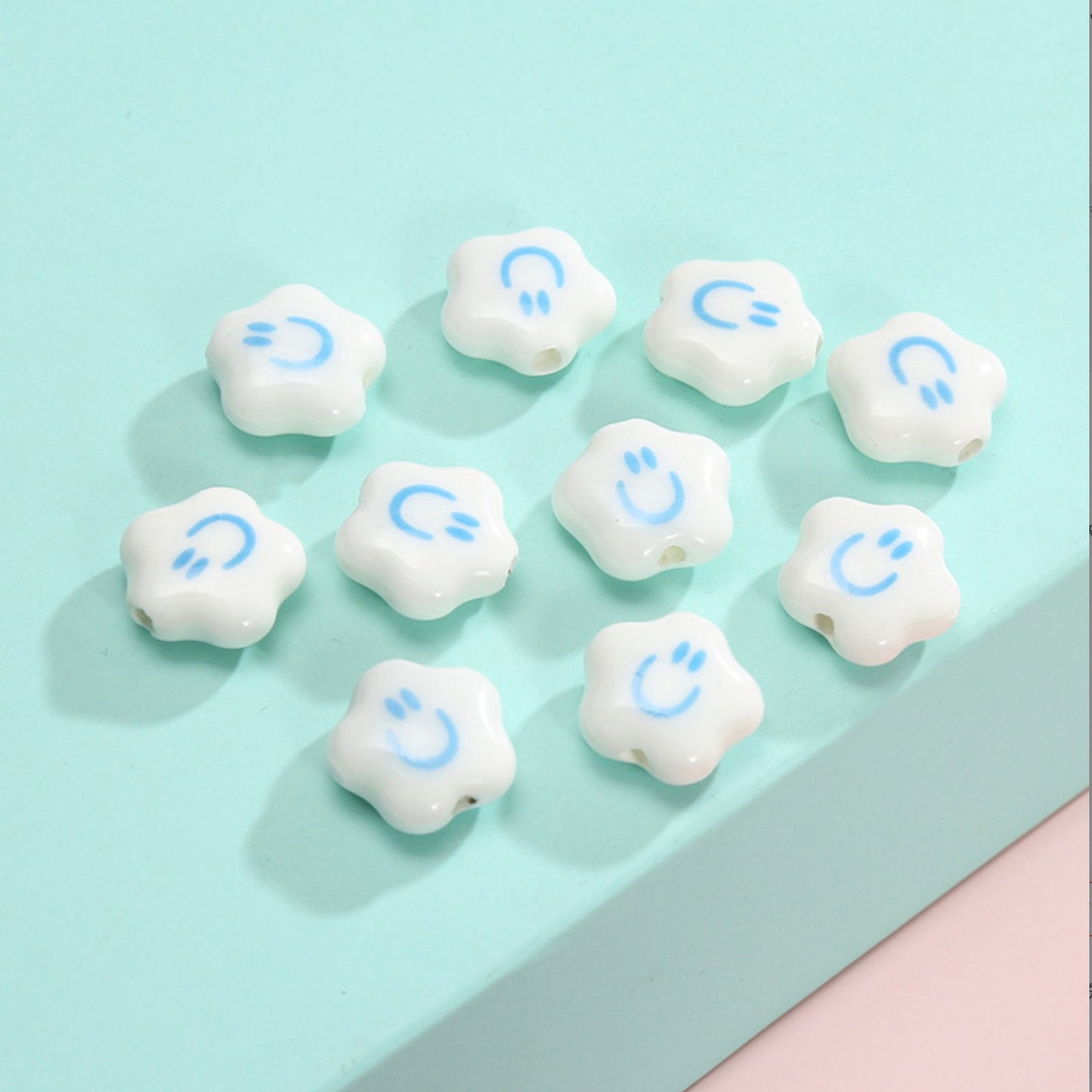 Smiley Face Cloud Shaped Ceramic Beads