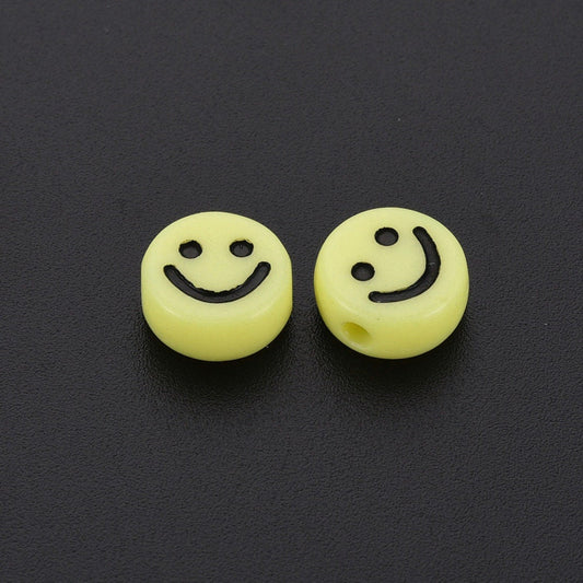 10MM Yellow Smiley Face Acrylic Bead (10MM x 5MM)