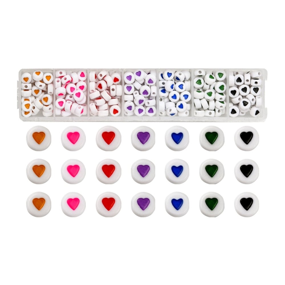 7MM Mixed Color Heart Bead Set (245 beads per box, 25pcs per color)