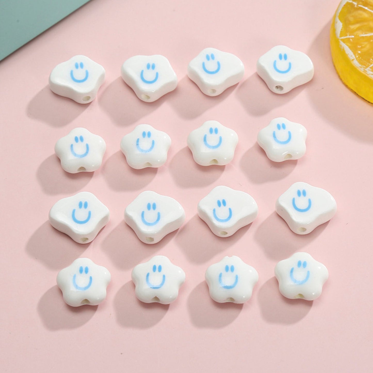 Smiley Face Cloud Shaped Ceramic Beads