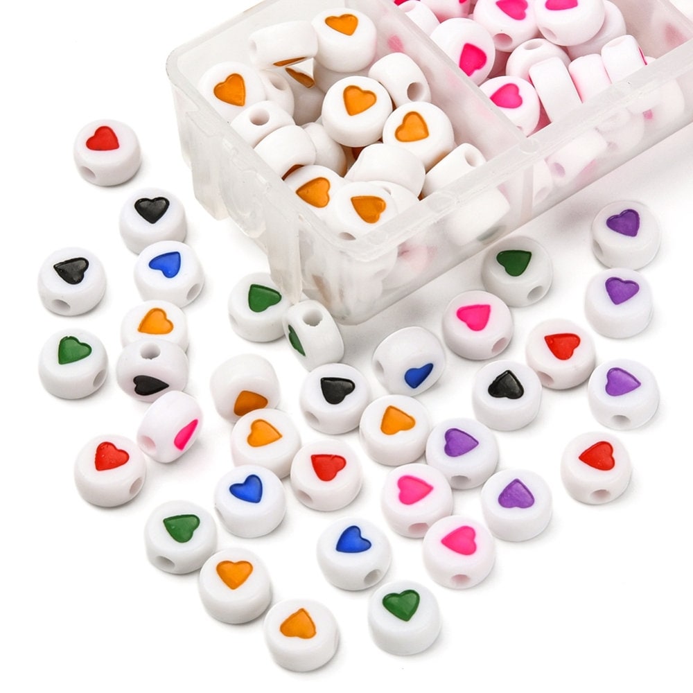 7MM Mixed Color Heart Bead Set (245 beads per box, 25pcs per color)