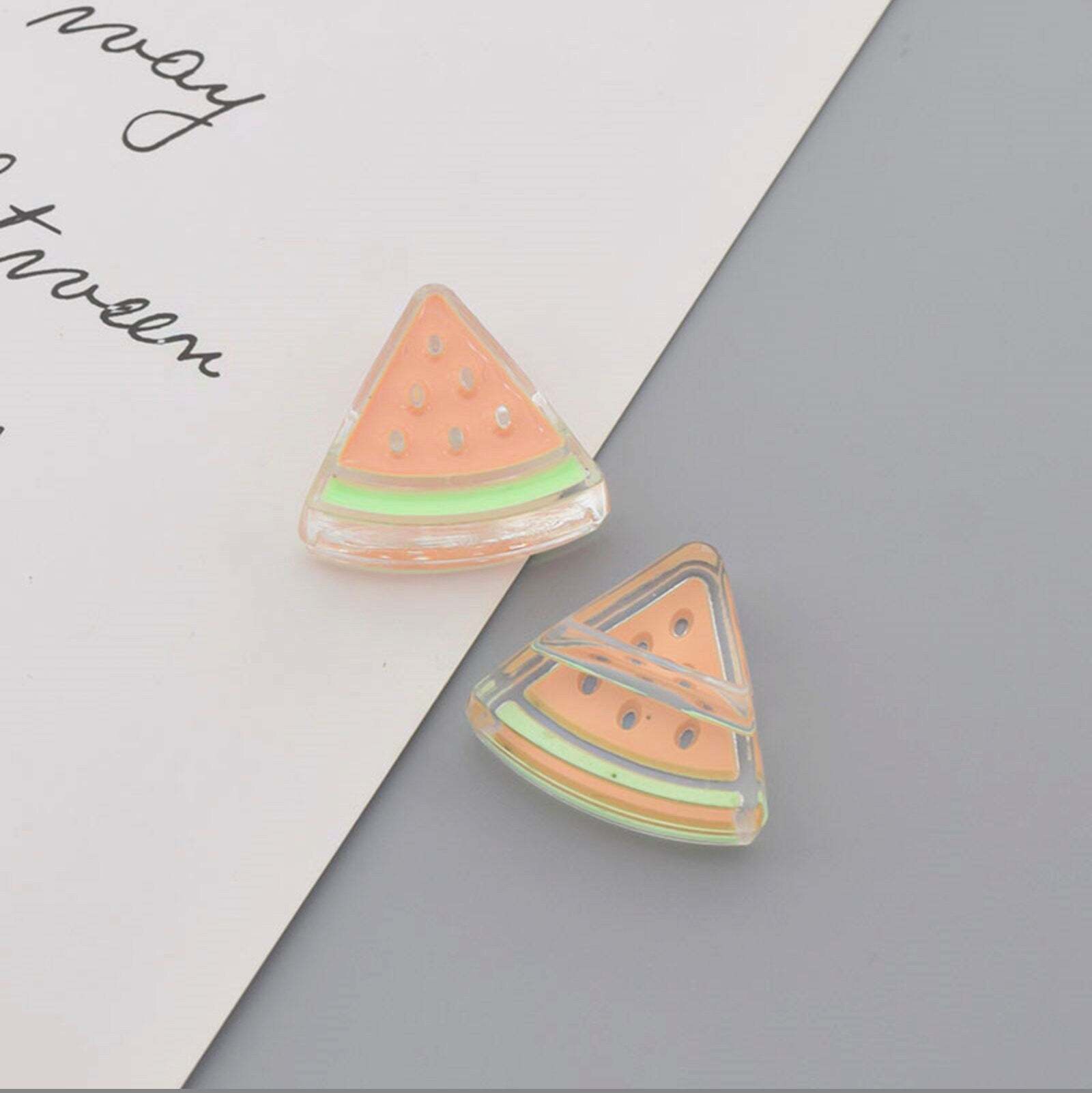 Cute Mix Color Watermelon Slice Enamel Acrylic Bead (23mm x 26mm x 9mm, Hole: 4mm)