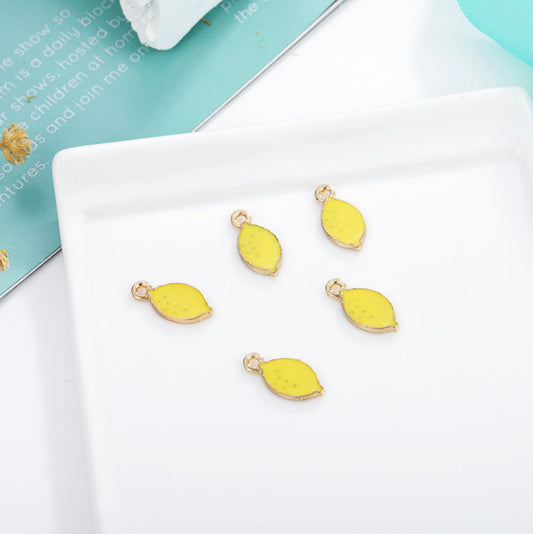 Cute Yellow Lemon Enamel Charm (16mm x 8mm)