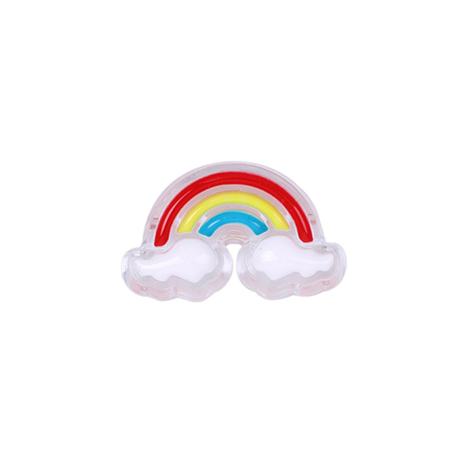 Cute Rainbow with White Cloud Enamel Acrylic Bead (, Hole: 3mm)