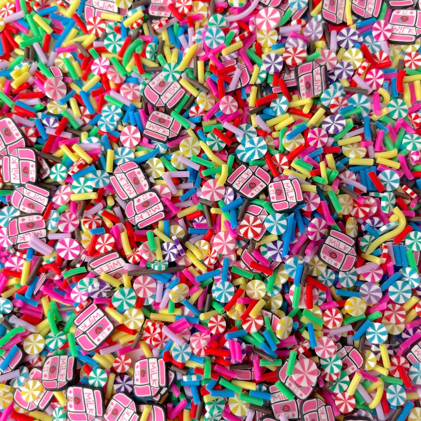 FAKE Strawberry Milk Candy Rush Mix Polymer Clay Sprinkle (NOT EDIBLE) D47-36