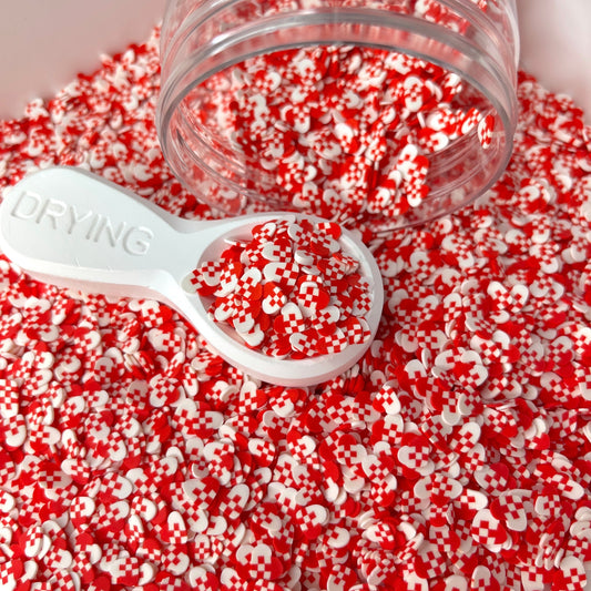 FAKE 5MM Red Checkered Heart Polymer Clay Sprinkle (NOT EDIBLE) D48-31