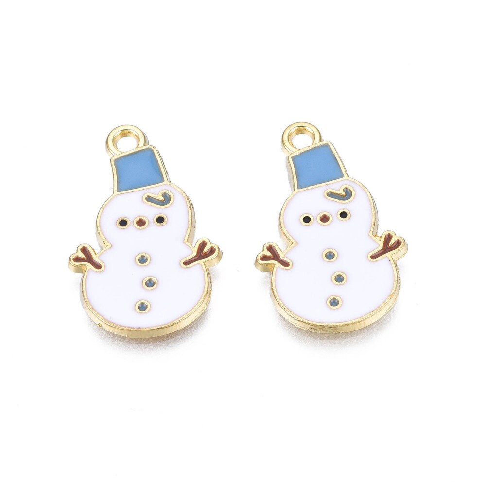 23MM Snowman with Bucket Hat, Christmas Themed Enamel Charm