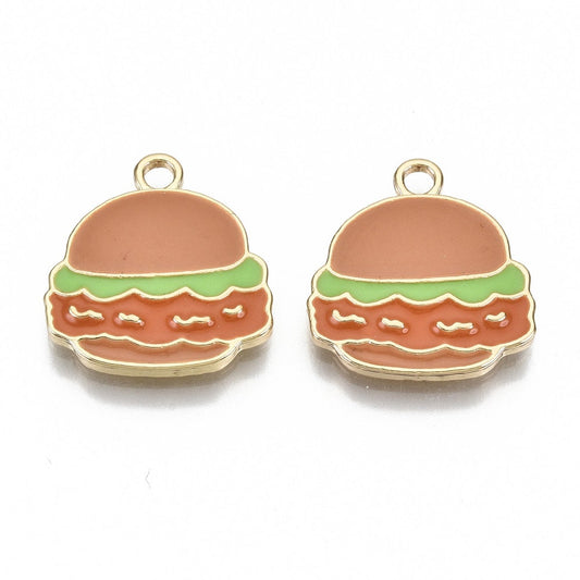 18MM Hamburger, Fast Food Themed Enamel Charm