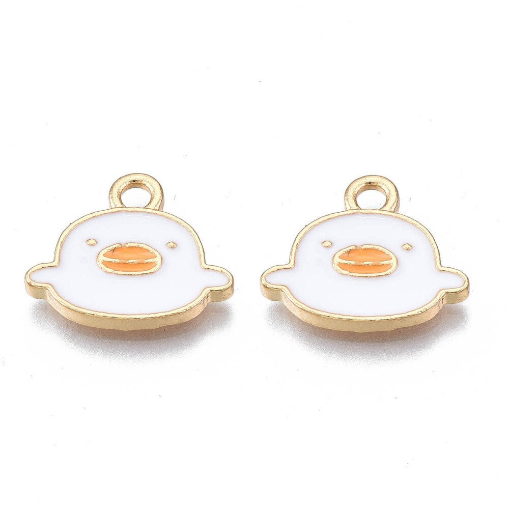 14.5MM Yellow, White, Pink Duck, Animal Themed Enamel Charm