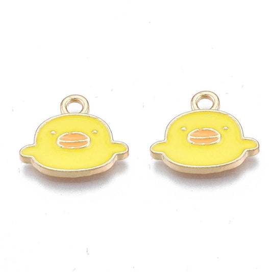 14.5MM Yellow, White, Pink Duck, Animal Themed Enamel Charm