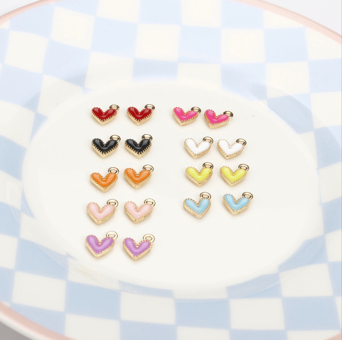 9MM Heart Shaped Enamel Charms