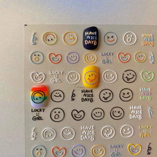 Funny Smiley Faces Nail Art Stickers (to1471)