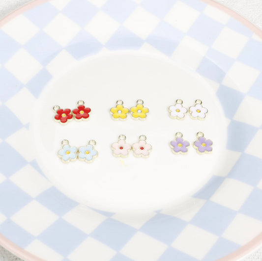 12mm x 10mm Colorful Mini Flower Enamel Charms