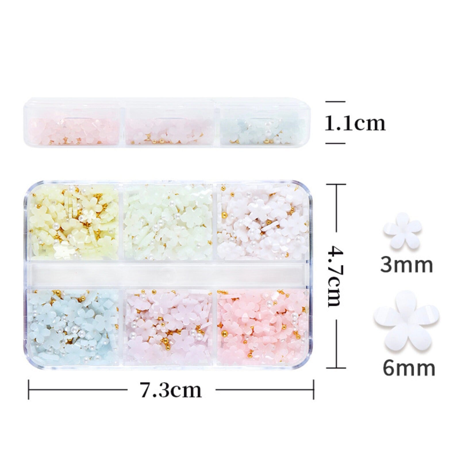 Color Changing Resin Flower Nail Art Decoden, Cabochon (3mm/6mm)