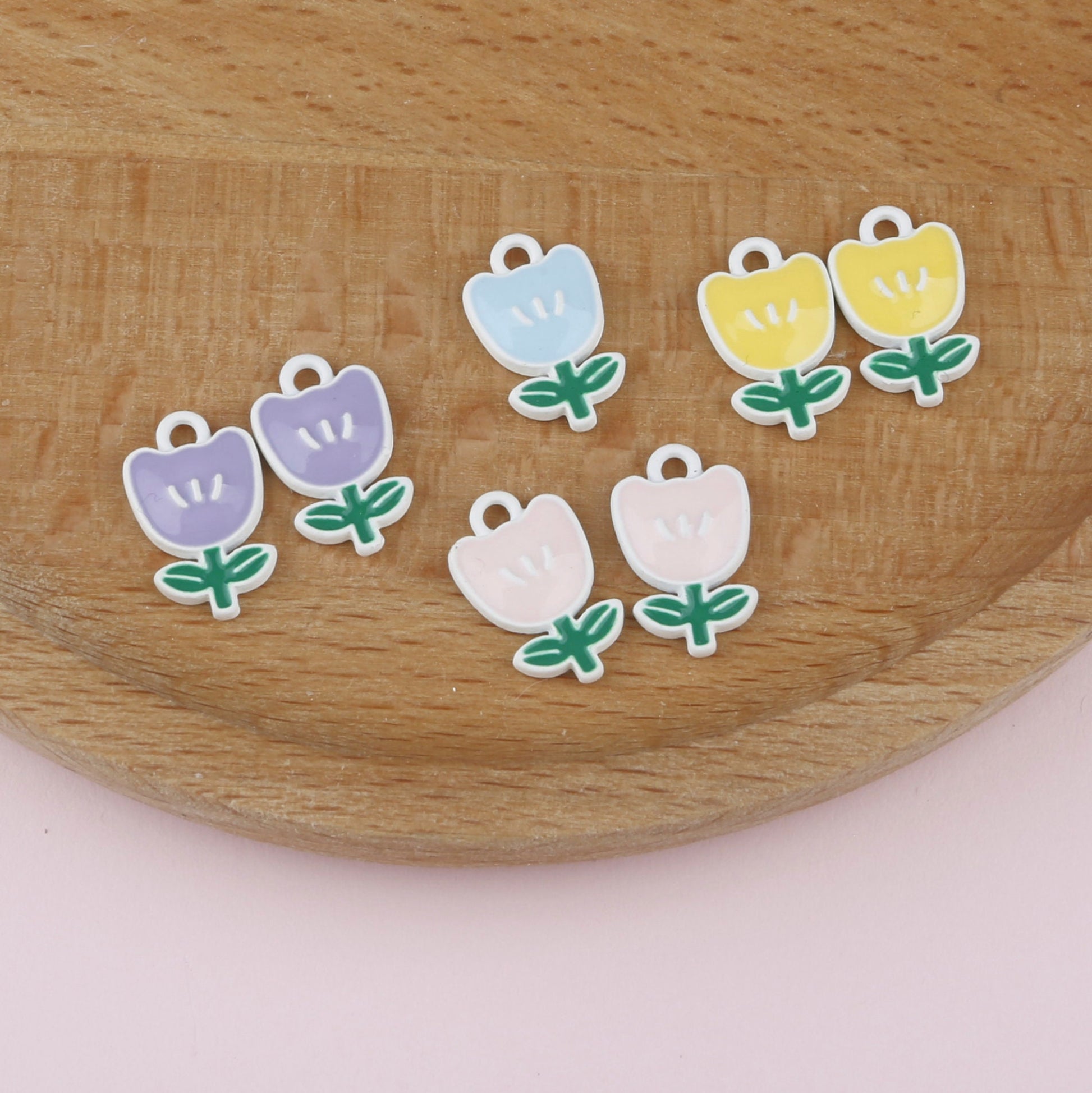 17MM Cute Pastel Tulip Flower Enamel Charms