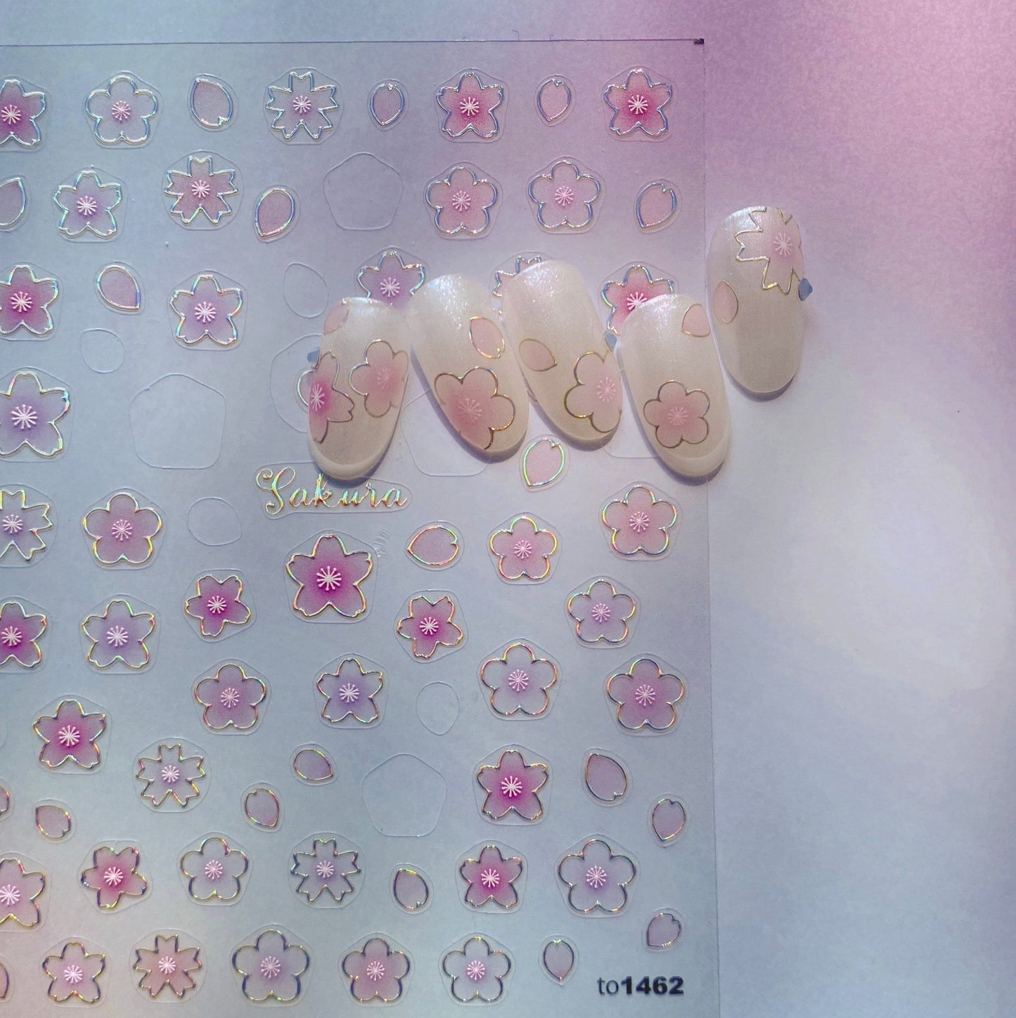 Holographic Sakura Flower Nail Art Stickers (to1462)