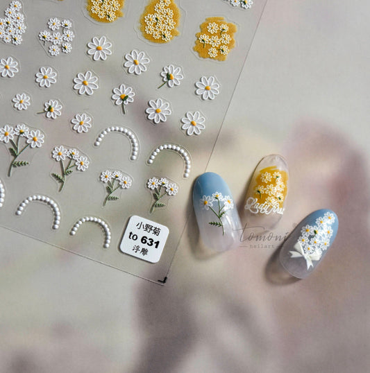 White Jasmine Flower Nail Art Stickers (to631)