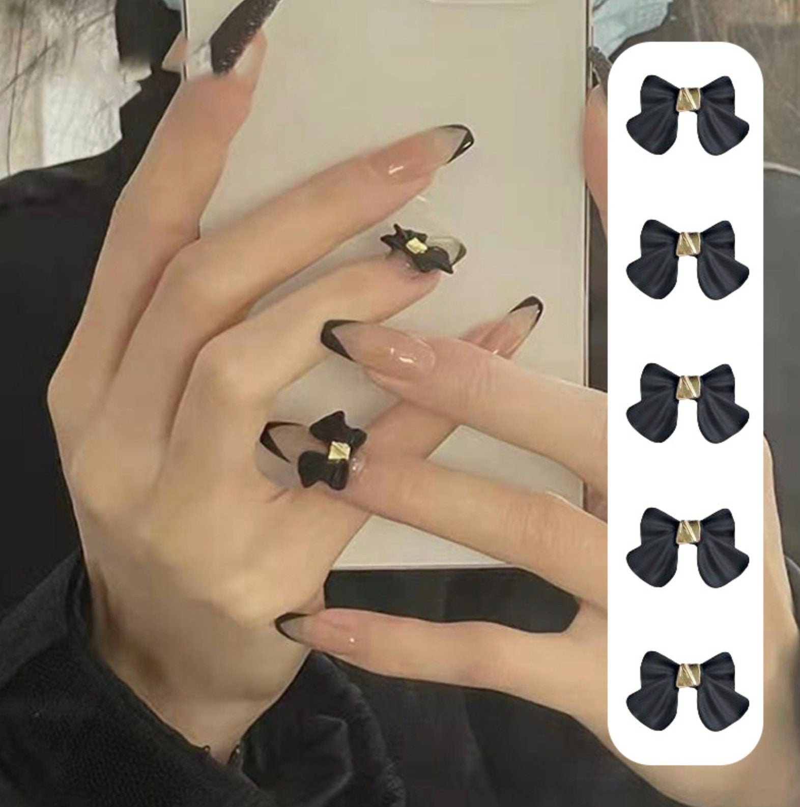 Large Black Bow Nail Art Charms, Decoden, DIY Supplies, Mini Cabochon