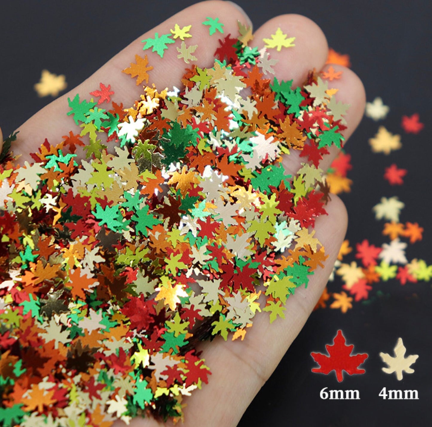 6 Color Autumn Leaf Glitter Flake Set (4MM/6MM)