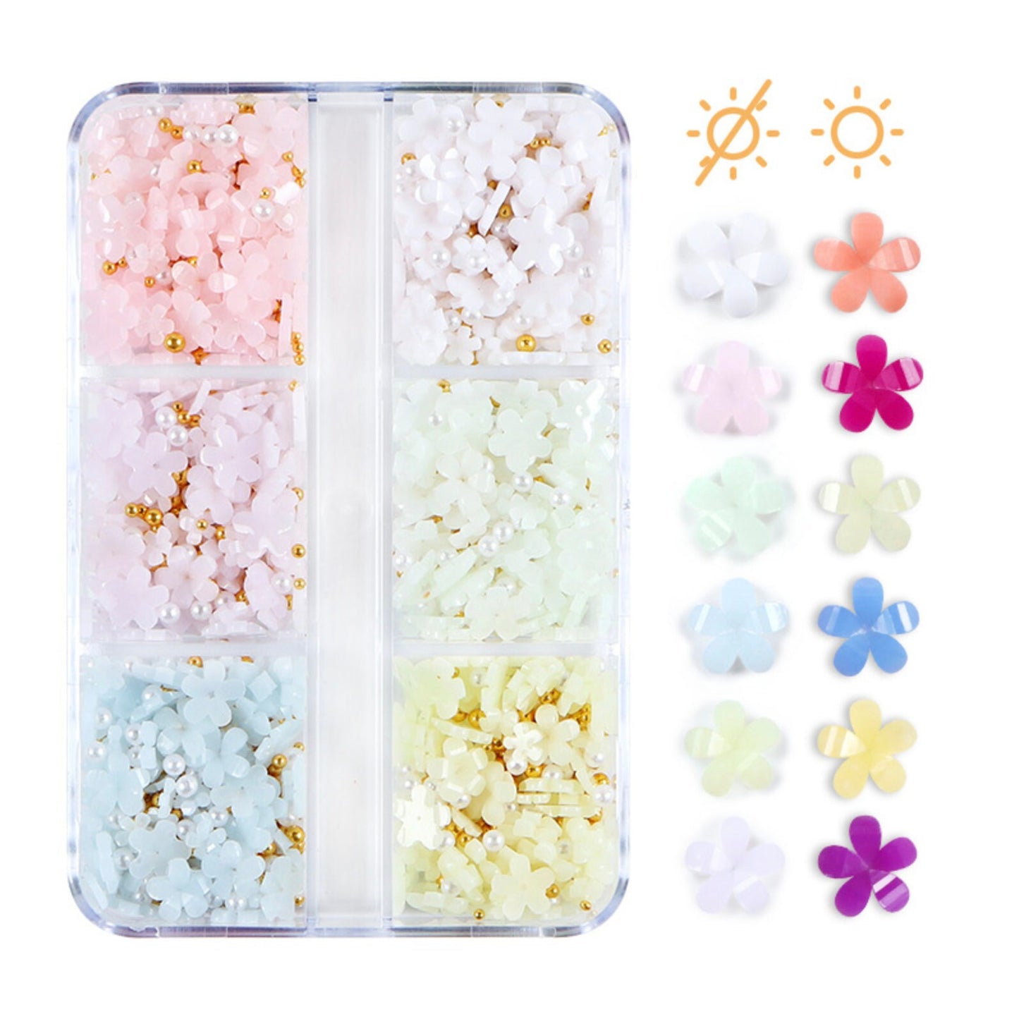 Color Changing Resin Flower Nail Art Decoden, Cabochon (3mm/6mm)