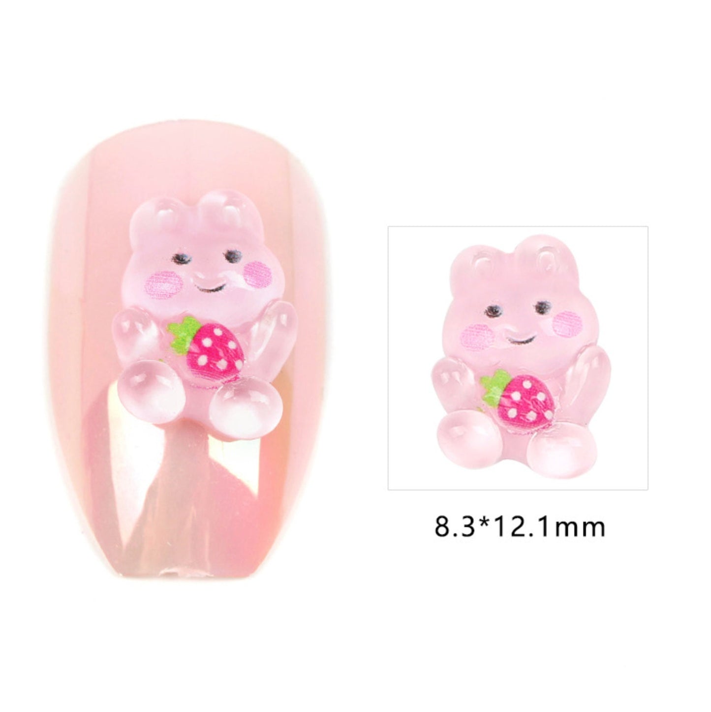 Cute Resin Frog, Ghost, Strawberry Bear, Pink Bunny Nail Art Charms, Decoden, Cabochons