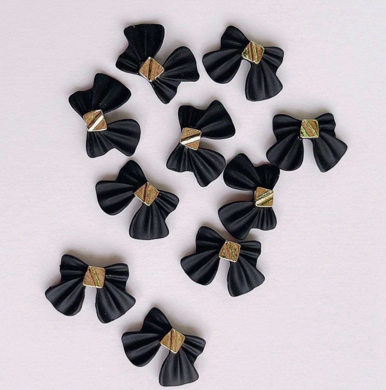 Large Black Bow Nail Art Charms, Decoden, DIY Supplies, Mini Cabochon