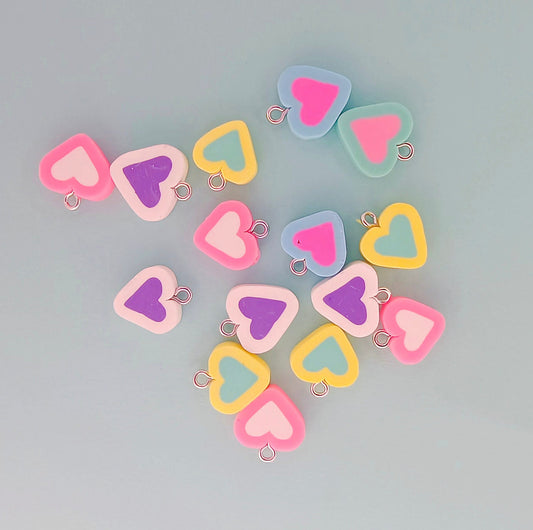 Cute Candy Heart, Valentine's Day Themed Polymer Clay Charm (11MM X 13MM)