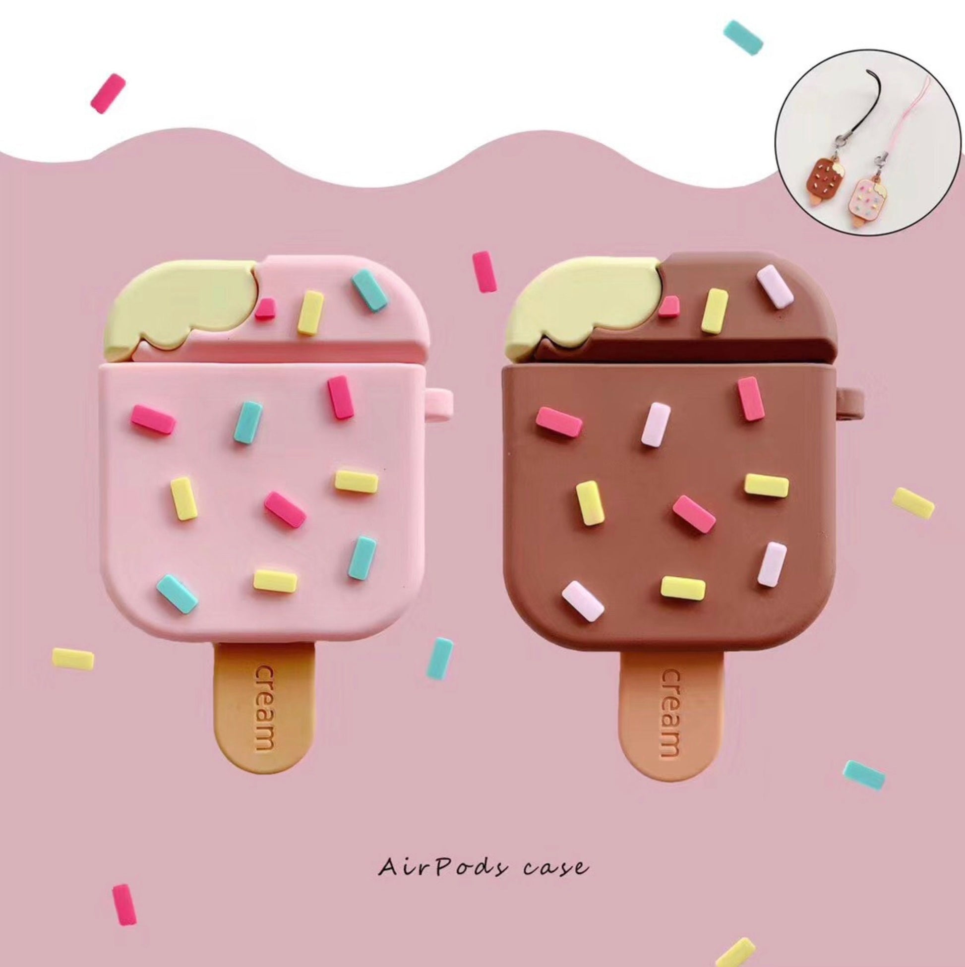 Cute Pink or Brown Popsicle Ice Cream Airpod Case Gen 1/2 ONLY