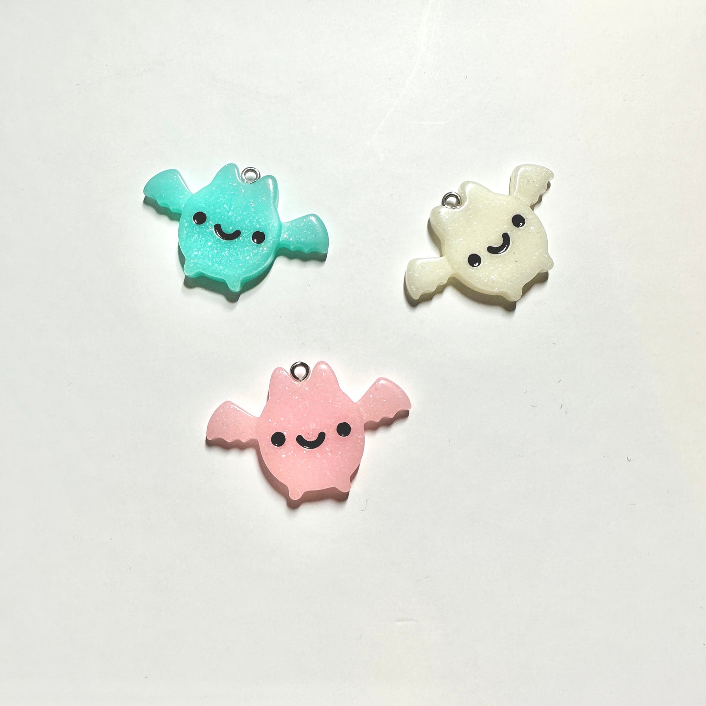 Pink, Blue White Bat Resin Charms with eyepins (38mm x 24mm)