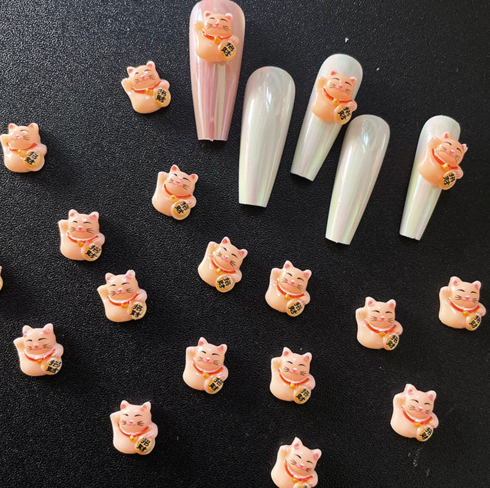 Cute Lucky Cat Themed Nail Art Charms, Decoden, DIY Supplies, Mini Cabochon