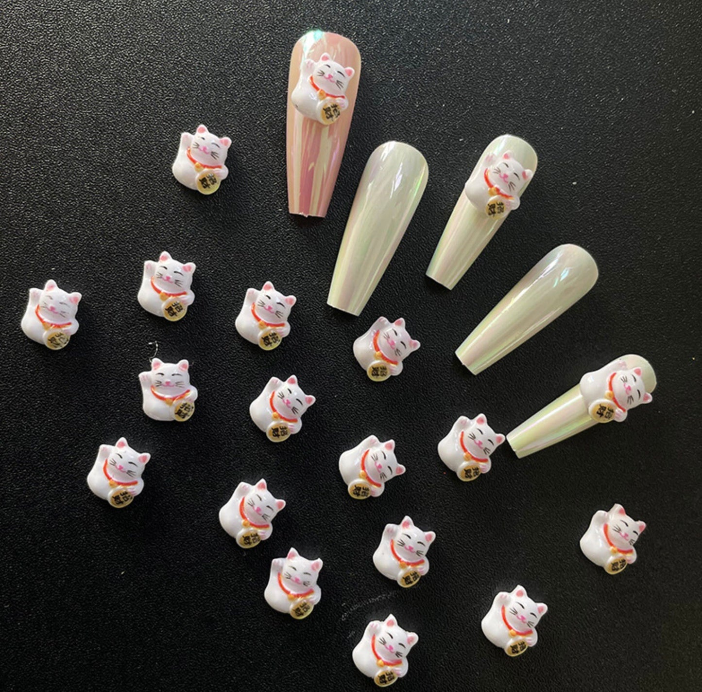 Cute Lucky Cat Themed Nail Art Charms, Decoden, DIY Supplies, Mini Cabochon