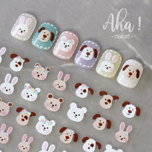 Dogs with Flower Crowns 2D Nail Art Stickers (aha 018)