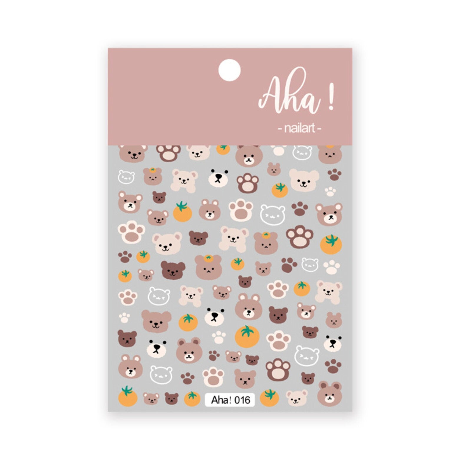 Cute Brown Bear, Animal Themed 2D Nail Art Stickers (016)