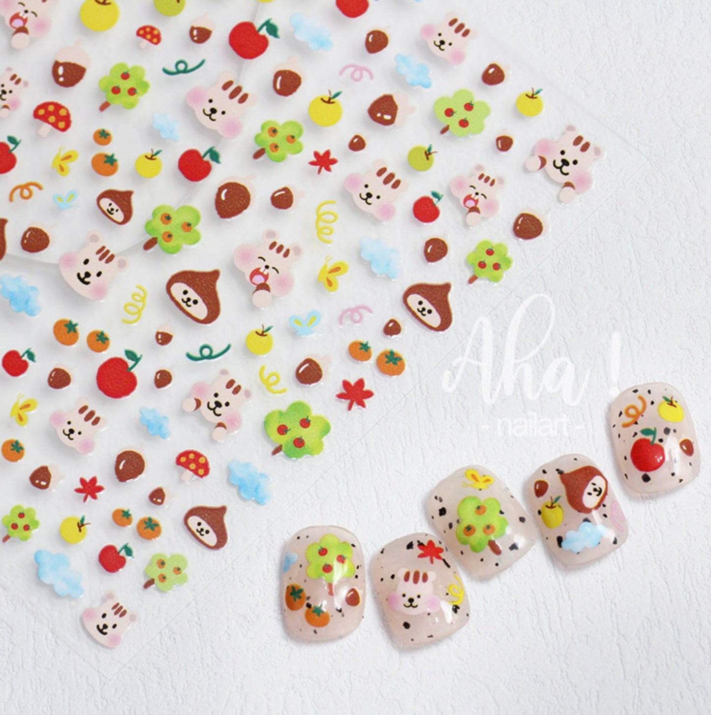 Chestnut Squirrel, Forest Themed 2D Nail Art Stickers (033)