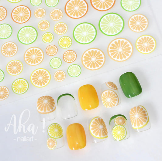 Lemon, Lime, Orange Citrus, Fruit Themed 2D Nail Art Stickers ( 046-01)