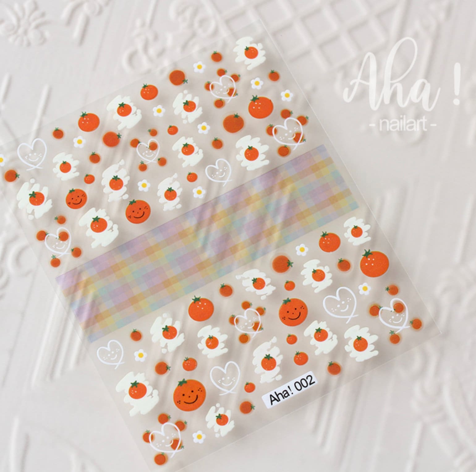 Cheeky Orange Love, Fruit Themed 2D Nail Art Stickers (002)