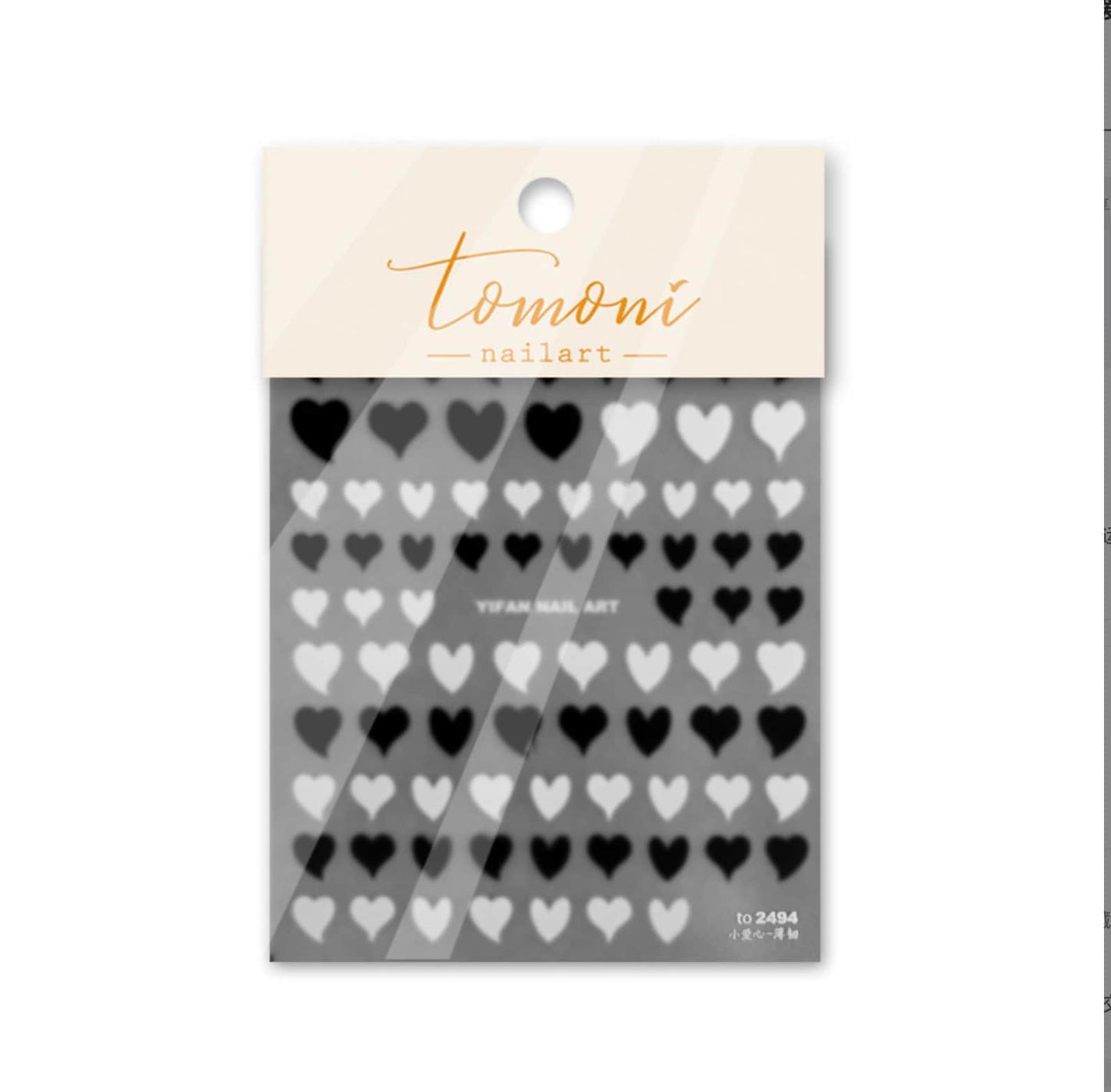 5D Cotton Candy or Black and White Hearts, Shaped Themed Nail Art Stickers