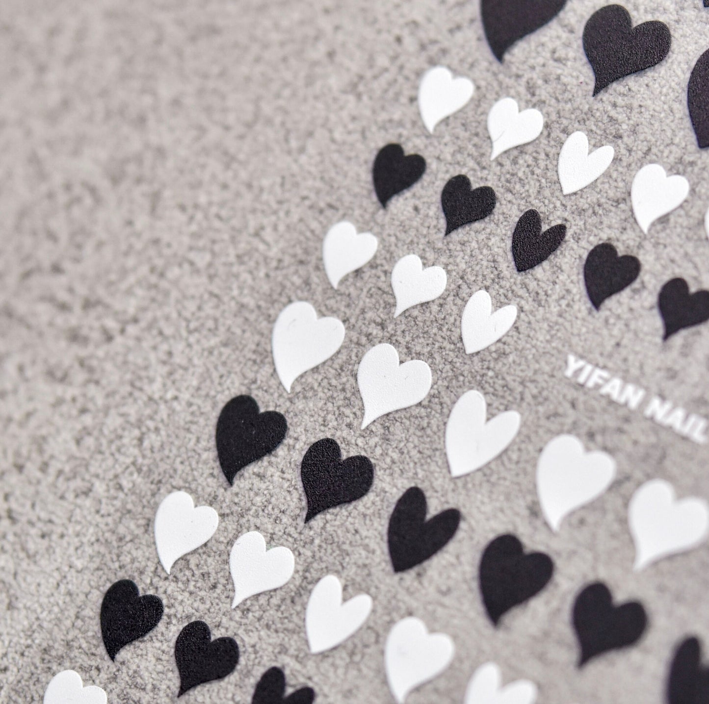 5D Cotton Candy or Black and White Hearts, Shaped Themed Nail Art Stickers