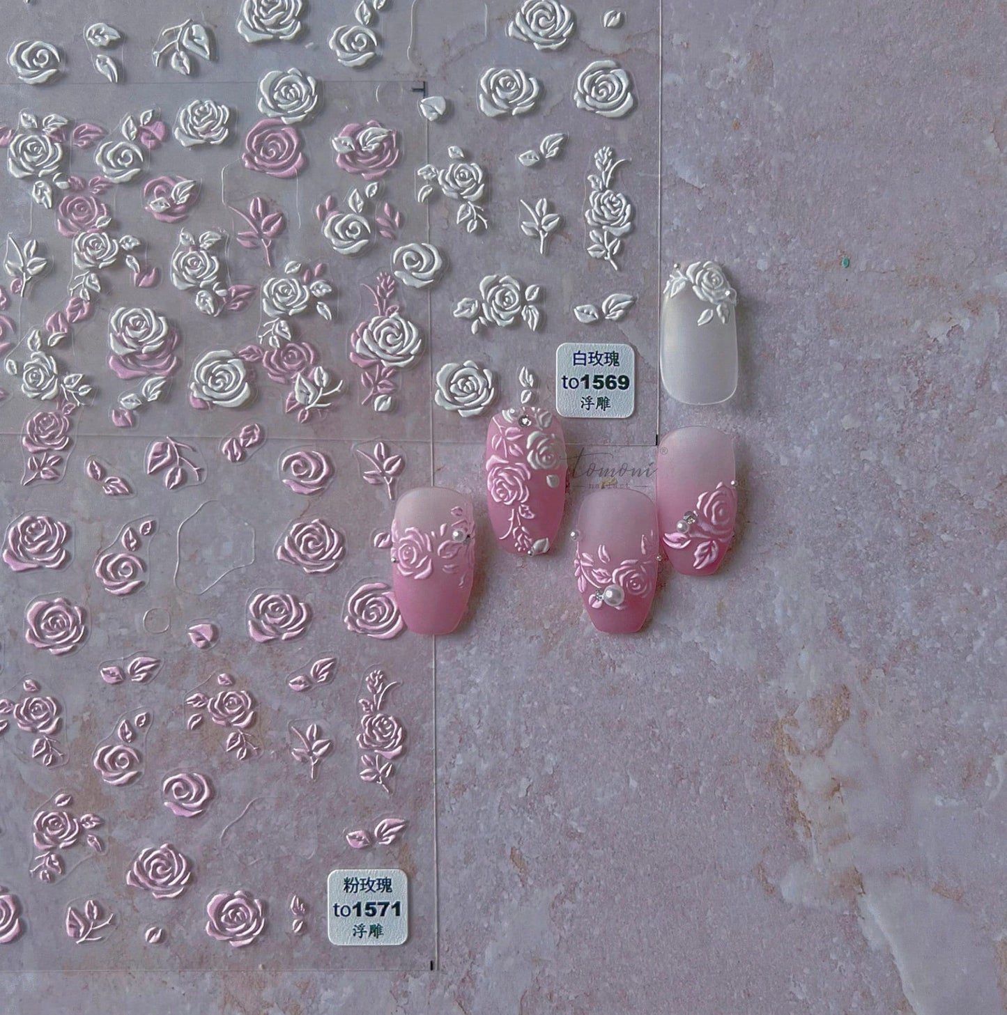 5D Roses, Flower Themed Nail Art Stickers