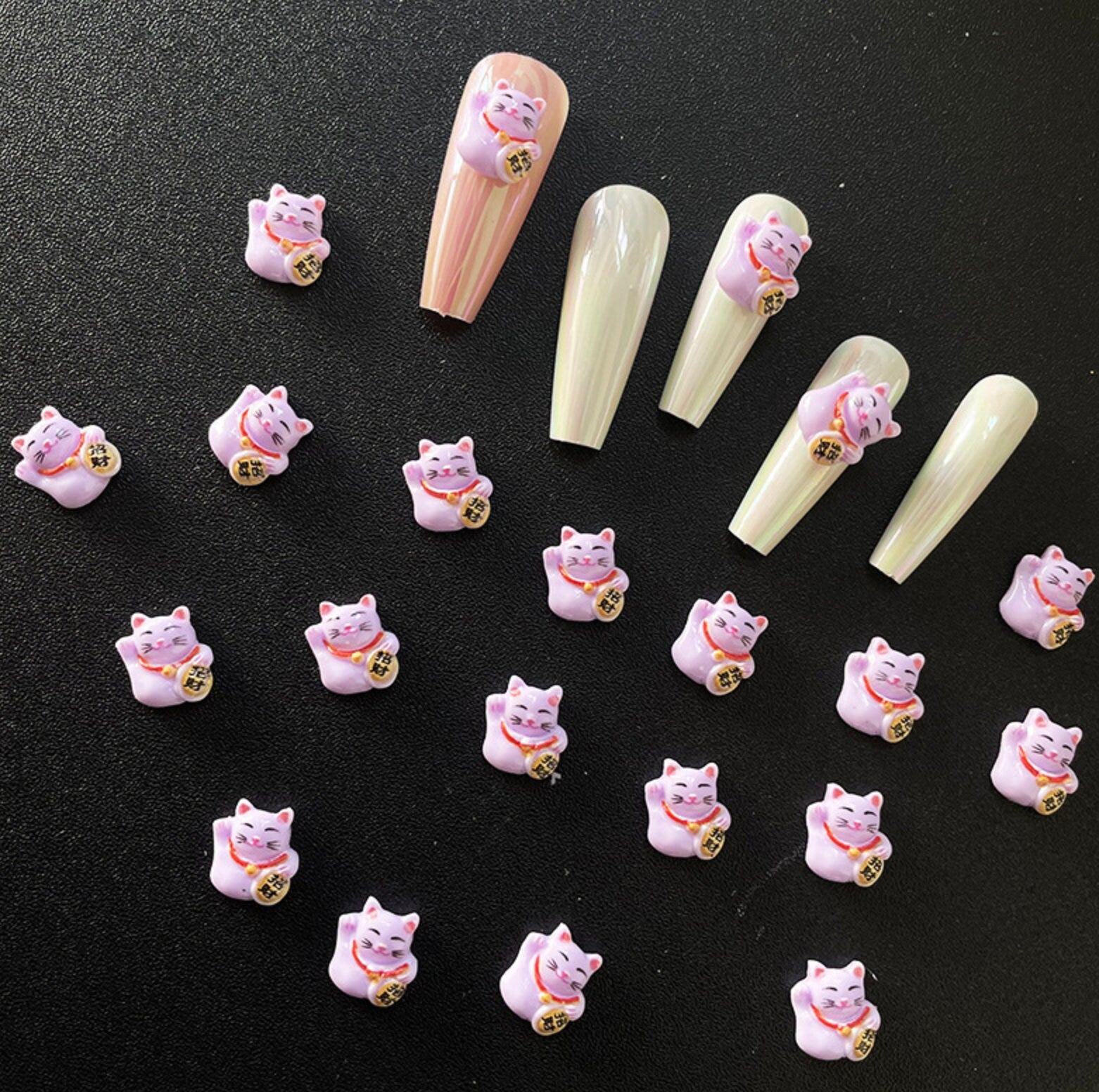 Cute Lucky Cat Themed Nail Art Charms, Decoden, DIY Supplies, Mini Cabochon