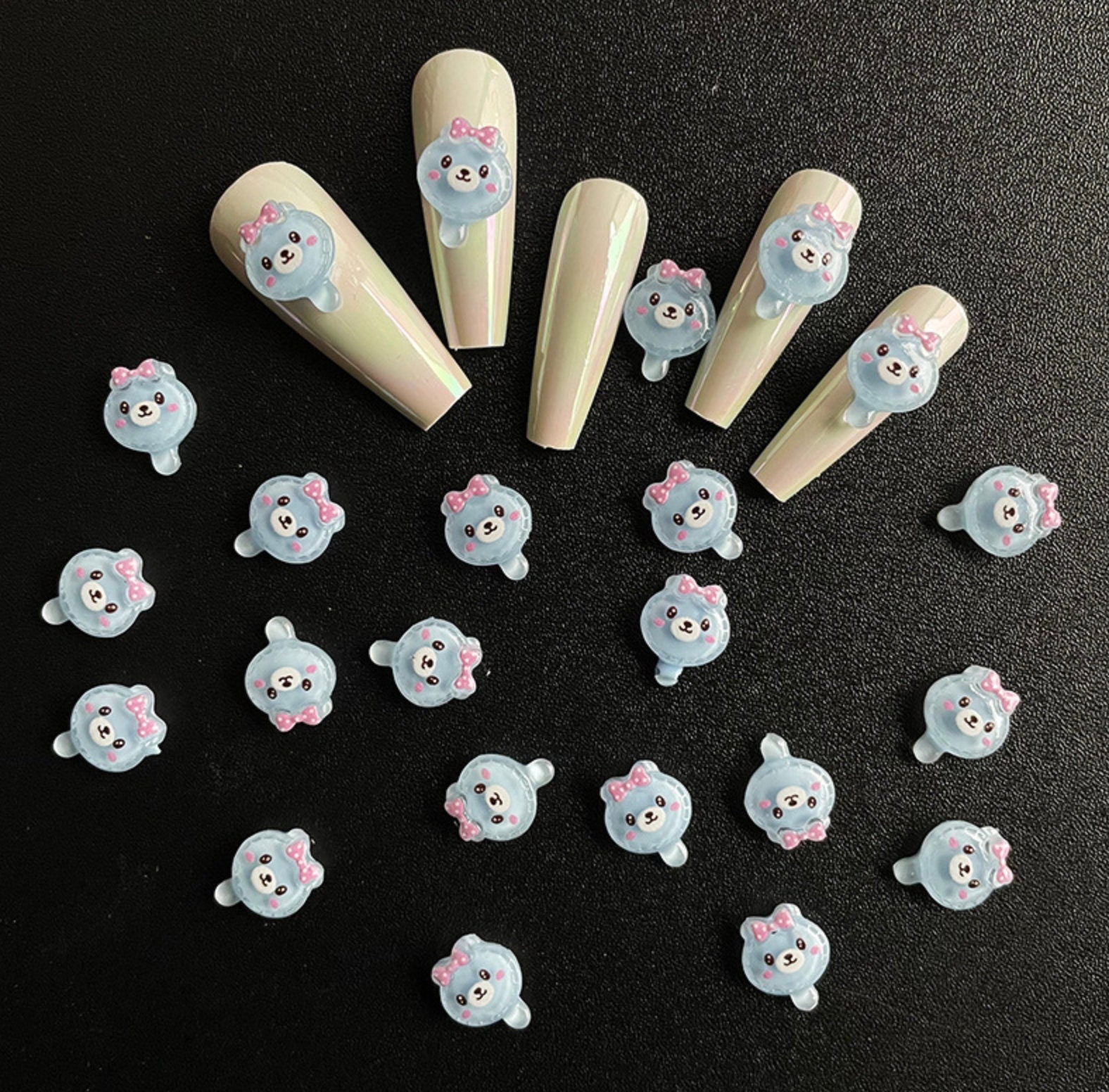 Cute Bear Lollipop Themed Nail Art Charms, Decoden, DIY Supplies, Mini Cabochon